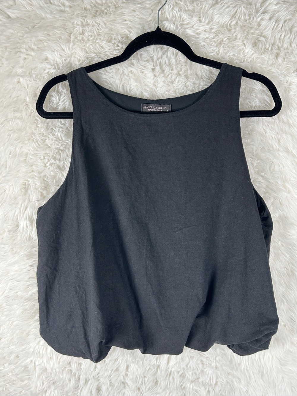 Francesca Bettini Black Bubble-Hem Tank